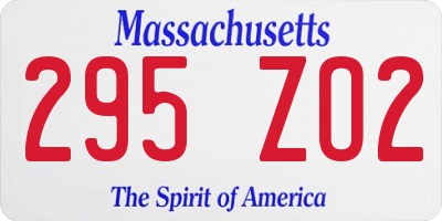 MA license plate 295ZO2