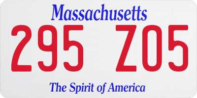 MA license plate 295ZO5