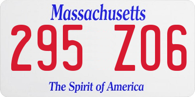 MA license plate 295ZO6