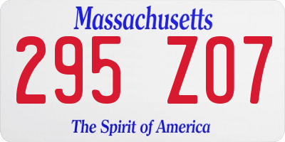 MA license plate 295ZO7