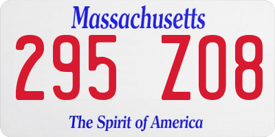 MA license plate 295ZO8