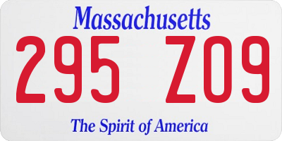 MA license plate 295ZO9