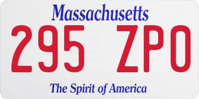 MA license plate 295ZP0