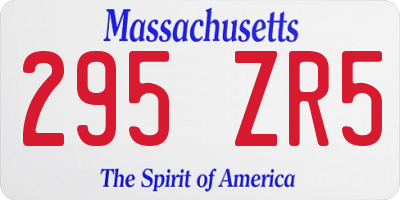 MA license plate 295ZR5