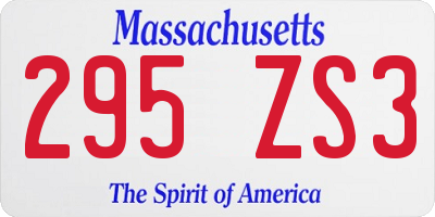 MA license plate 295ZS3
