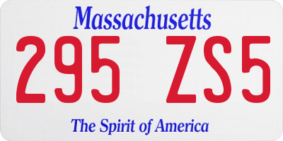 MA license plate 295ZS5