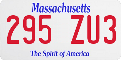 MA license plate 295ZU3