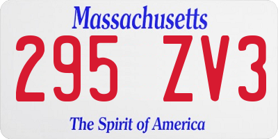MA license plate 295ZV3
