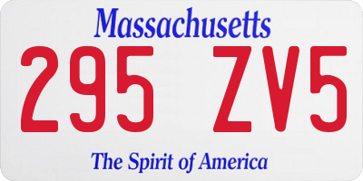 MA license plate 295ZV5