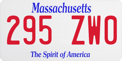 MA license plate 295ZW0