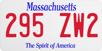 MA license plate 295ZW2