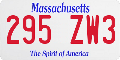 MA license plate 295ZW3