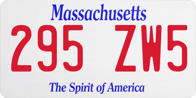 MA license plate 295ZW5