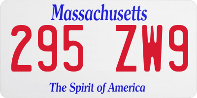 MA license plate 295ZW9