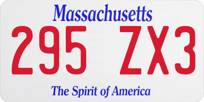 MA license plate 295ZX3