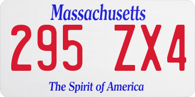 MA license plate 295ZX4