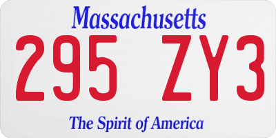 MA license plate 295ZY3