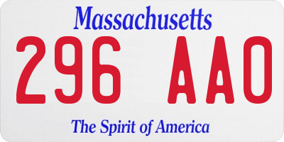 MA license plate 296AA0
