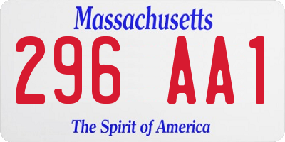 MA license plate 296AA1