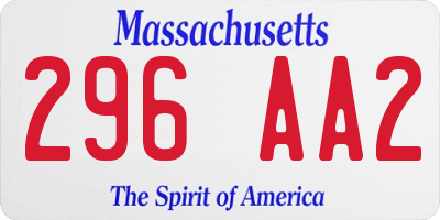 MA license plate 296AA2