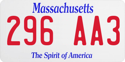 MA license plate 296AA3