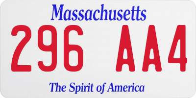 MA license plate 296AA4