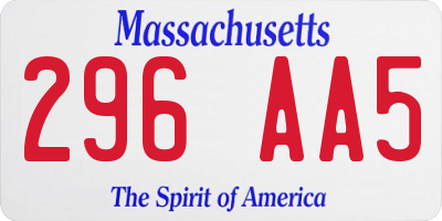 MA license plate 296AA5
