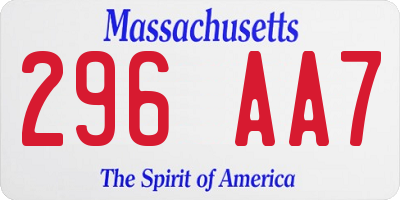 MA license plate 296AA7