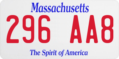 MA license plate 296AA8