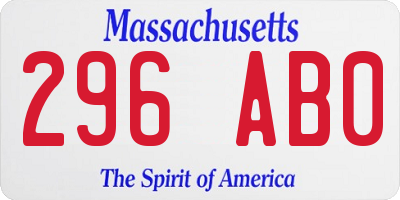 MA license plate 296AB0