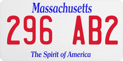 MA license plate 296AB2