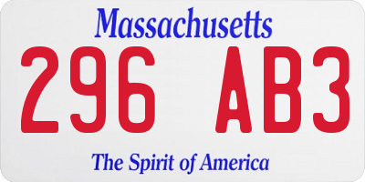 MA license plate 296AB3