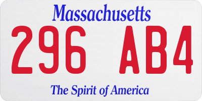 MA license plate 296AB4