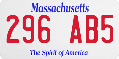 MA license plate 296AB5