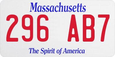 MA license plate 296AB7