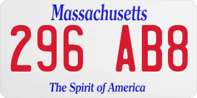 MA license plate 296AB8