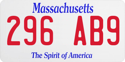 MA license plate 296AB9
