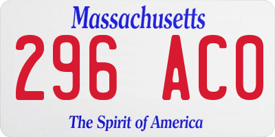 MA license plate 296AC0