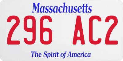 MA license plate 296AC2