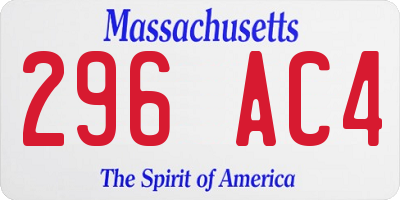 MA license plate 296AC4