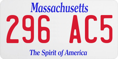 MA license plate 296AC5