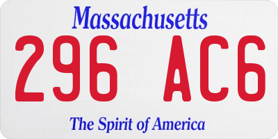 MA license plate 296AC6