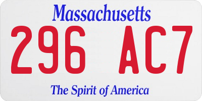MA license plate 296AC7