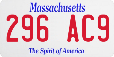 MA license plate 296AC9