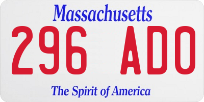 MA license plate 296AD0