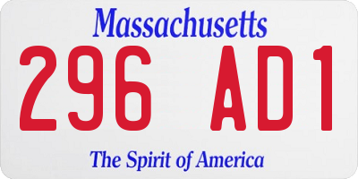 MA license plate 296AD1