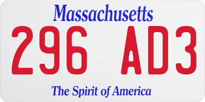MA license plate 296AD3