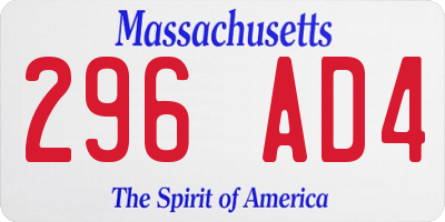 MA license plate 296AD4