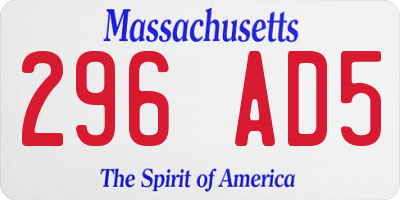 MA license plate 296AD5