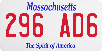 MA license plate 296AD6